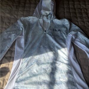 Huk Pale Blue Camo Hooded Performance Pullover